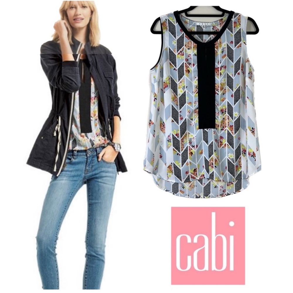 CAbi Grosgrain‎ Floral Sleeveless Blouse Top Style 249 Medium
